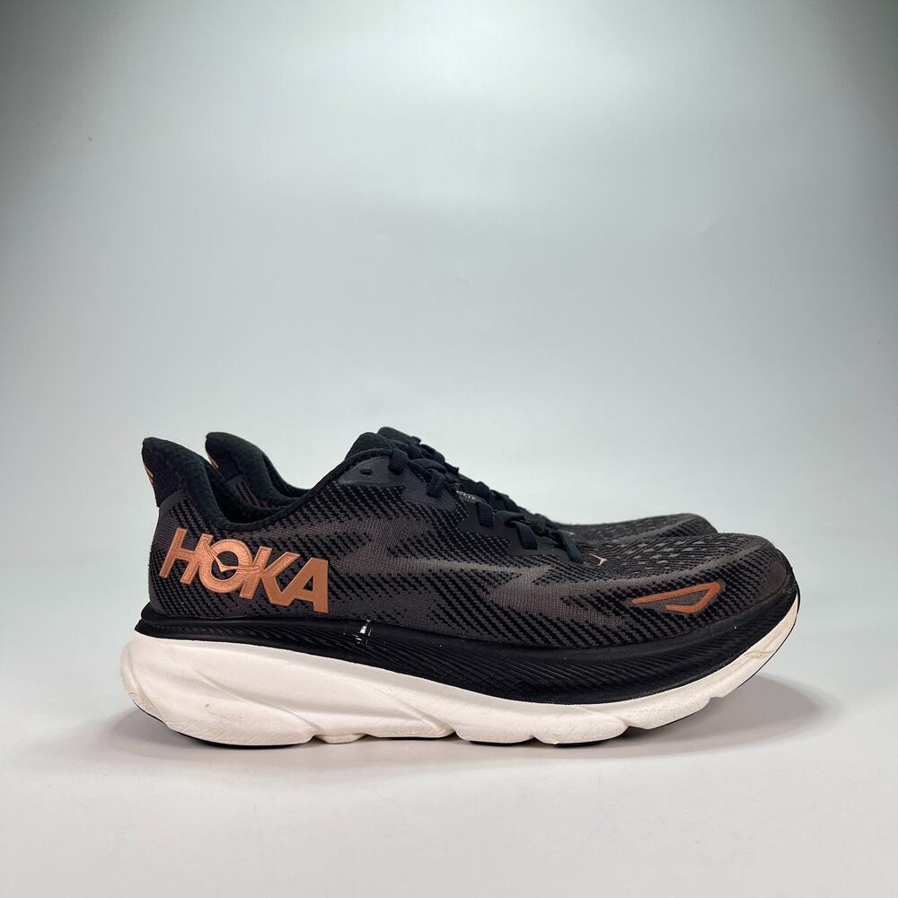 HOKA Clifton 9 Black Copper Athletic Running Shoes 1127896 BCPPR Women's Size 9B